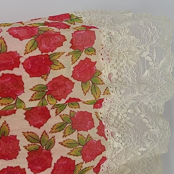 Honeydew pink roses slip sheer lace small - Picture 3 of 9